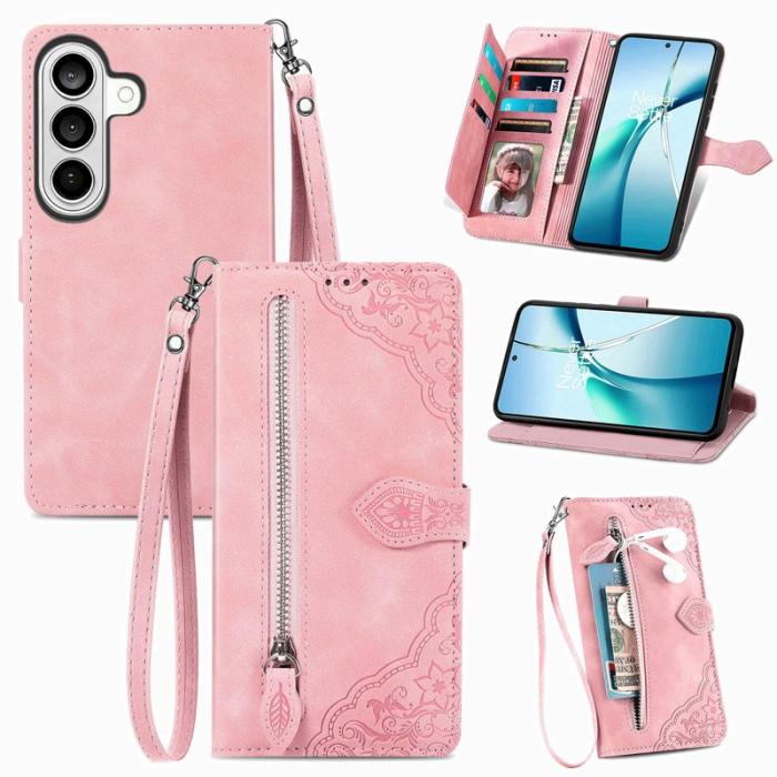 OEM - Plånboksfodral för Samsung Galaxy S26 Konstläder med dragkedja - Rosa