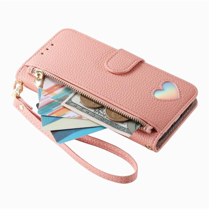 OEM - Plånboksfodral för Samsung Galaxy S26 Konstläder med dragkedja - Rosa