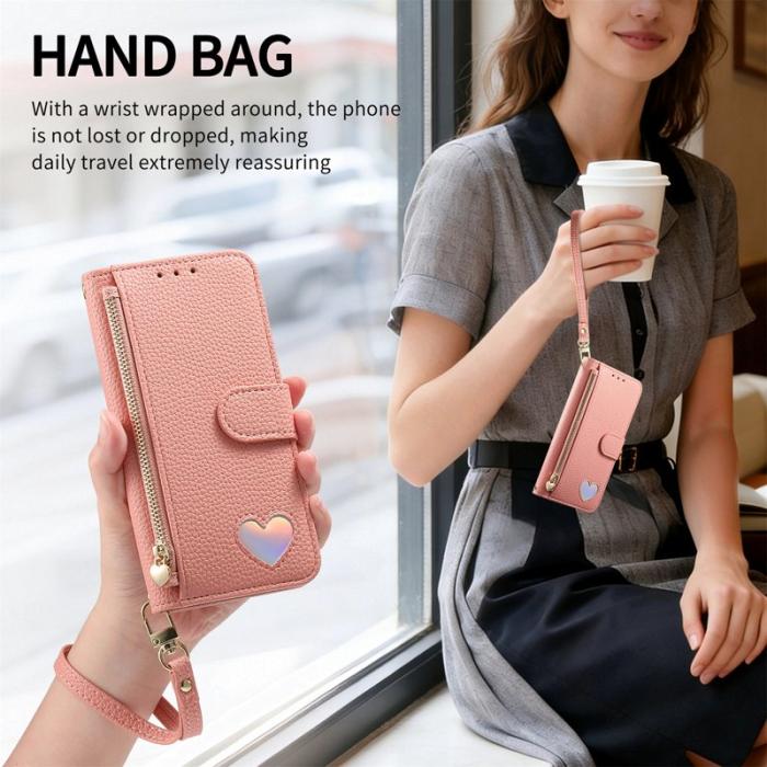 OEM - Plånboksfodral för Samsung Galaxy S26 Konstläder med dragkedja - Rosa