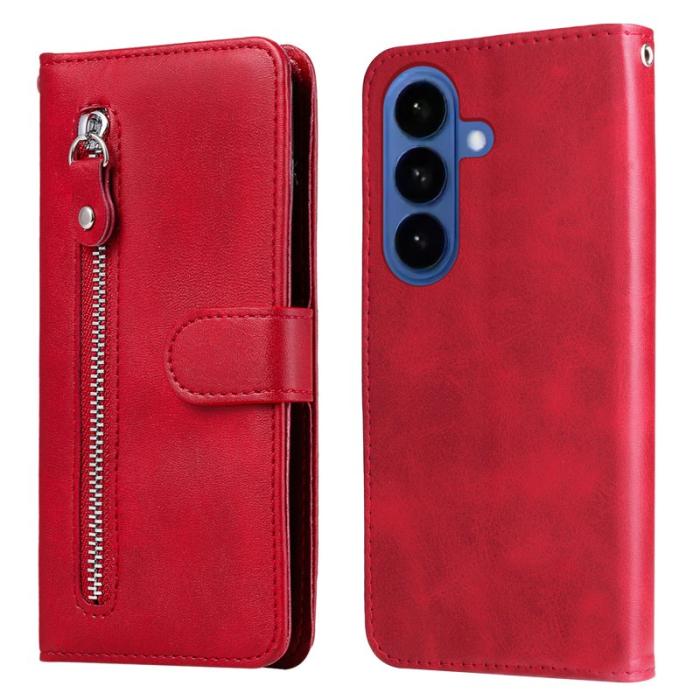 OEM - Plånboksfodral för Samsung Galaxy S26 Konstläder med ficka - Röd