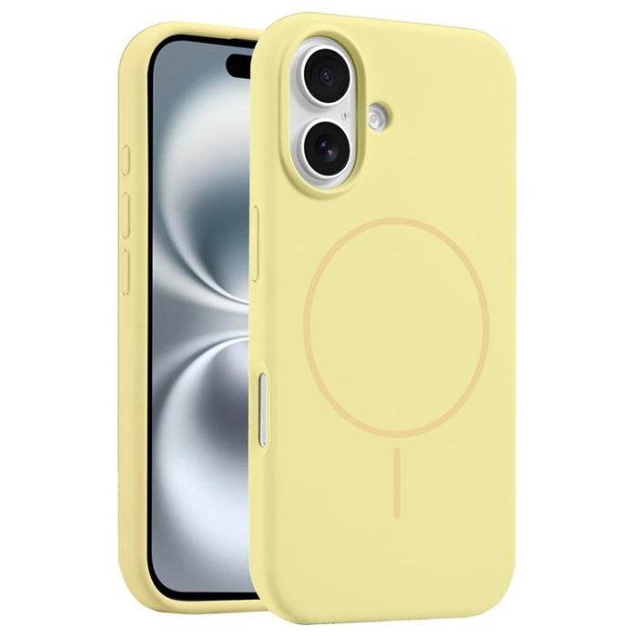 A-One Brand - iPhone 16 Plus Mobilskal MagSafe Silikon Anti Drop - Ljusgul
