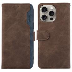 ABEEL - ABEEL iPhone 16 Pro Pl&aring;nboksfodral RFID-Skydd Konstl&auml;der Flip - Brun