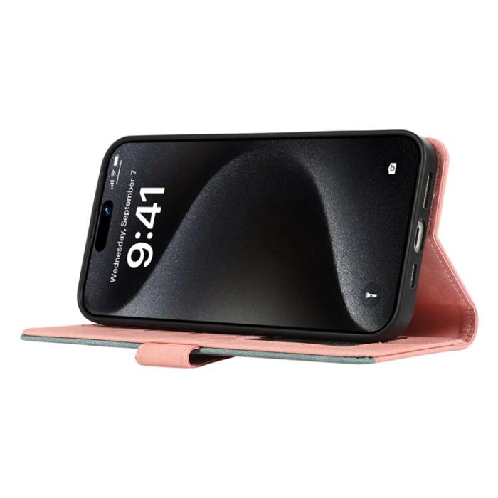 ABEEL - ABEEL iPhone 16 Pro Plånboksfodral RFID-Skydd Konstläder Flip - Rosa