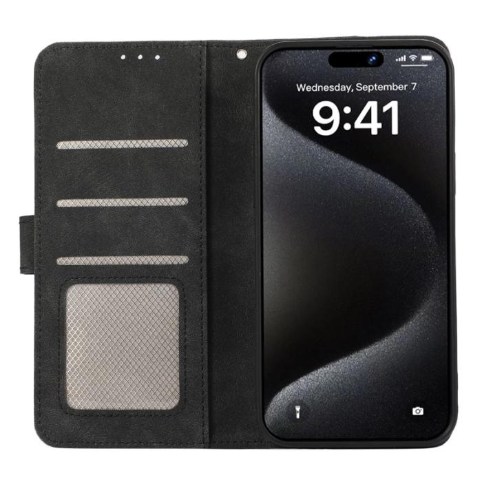 ABEEL - ABEEL iPhone 16 Pro Plånboksfodral RFID-Skydd Konstläder Flip Svart