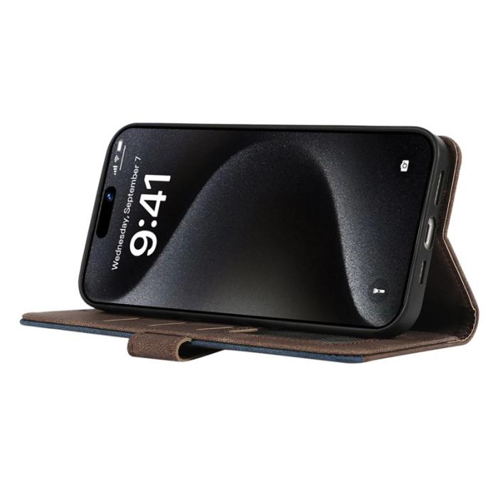 ABEEL - ABEEL iPhone 16 Pro Plånboksfodral RFID-Skydd Konstläder Flip - Brun