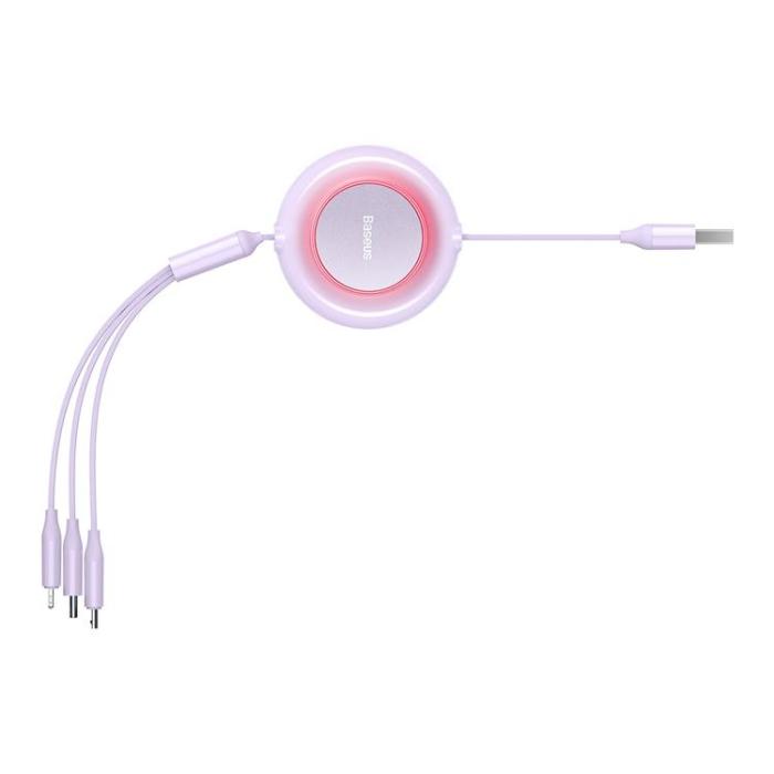 UTGATT1 - Baseus Retractable 3in1 microUSB/Lightning/Typ-C 3.5A 1.1m - Lila