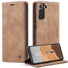 Caseme - CASEME 013 Series Samsung Galaxy S22 5G Pl&aring;nboksfodral Konstl&auml;der Brun