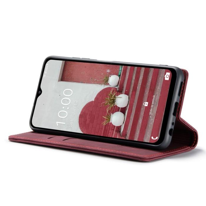 Caseme - CASEME 013 Series Samsung Galaxy M53 5G Konstläder Plånboksfodral Vinröd