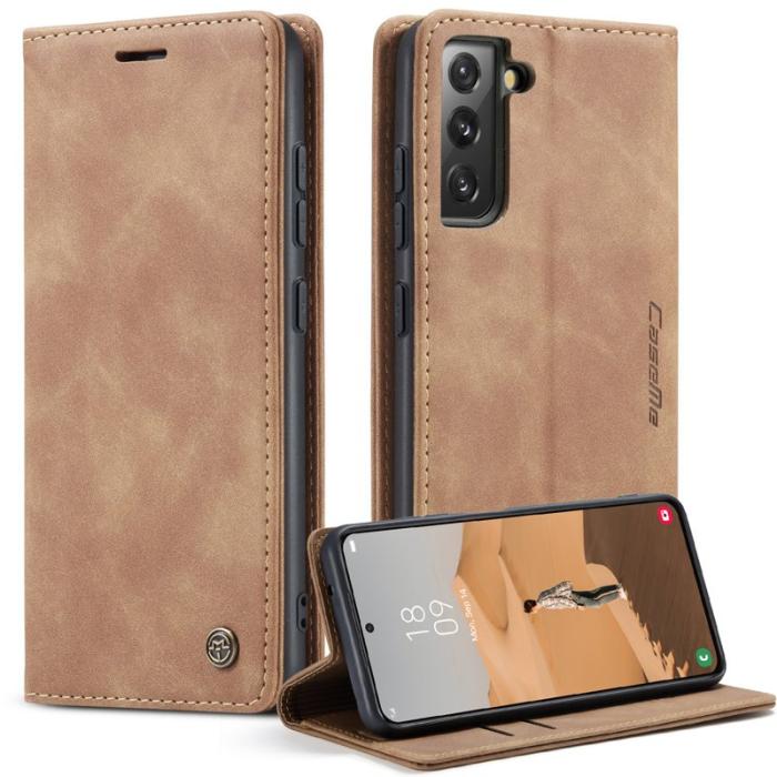 Caseme - CASEME 013 Series Samsung Galaxy S22 5G Plånboksfodral Konstläder Brun
