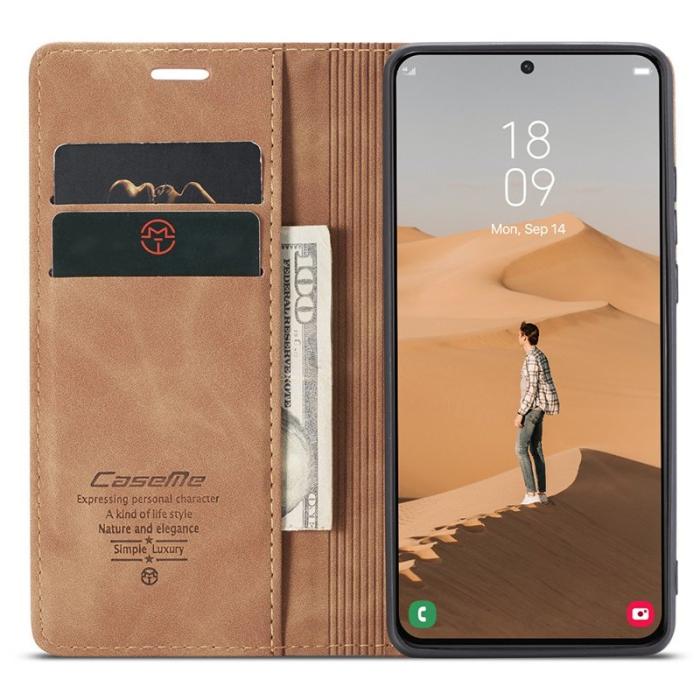 Caseme - CASEME 013 Series Samsung Galaxy S22 5G Plånboksfodral Konstläder Brun