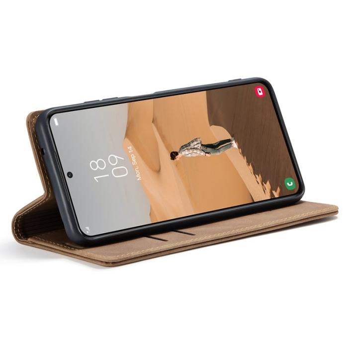 Caseme - CASEME 013 Series Samsung Galaxy S22 5G Plånboksfodral Konstläder Brun