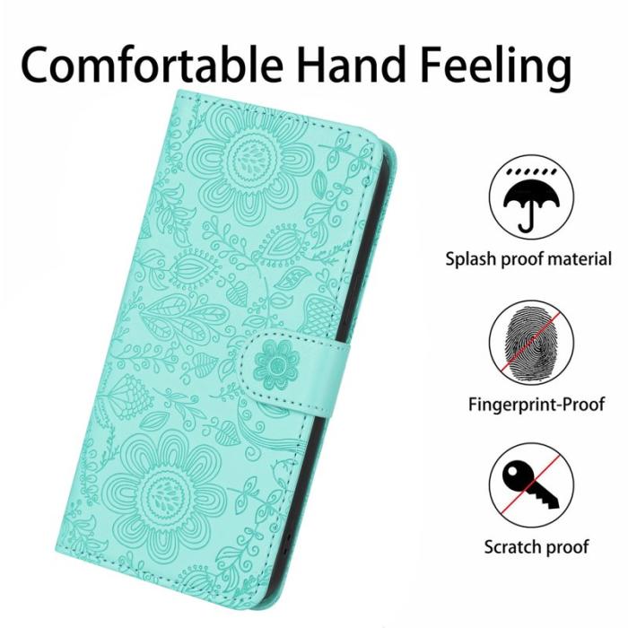 OEM - Samsung Galaxy S26 Plånboksfodral Blommotiv Konstläder Flip - Ljusgrön