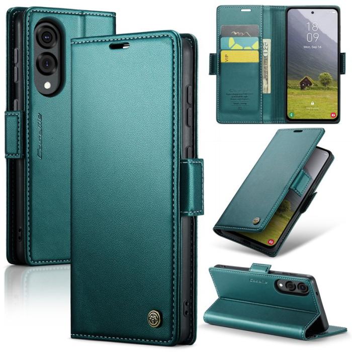 Caseme - CASEME 023 Series Samsung Galaxy S25 Edge Konstläder Plånboksfodral Grön