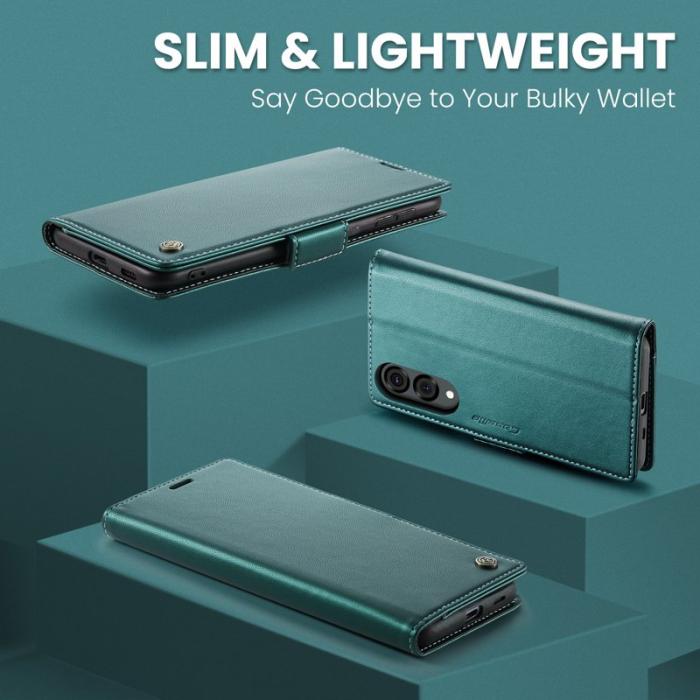 Caseme - CASEME 023 Series Samsung Galaxy S25 Edge Konstläder Plånboksfodral Grön