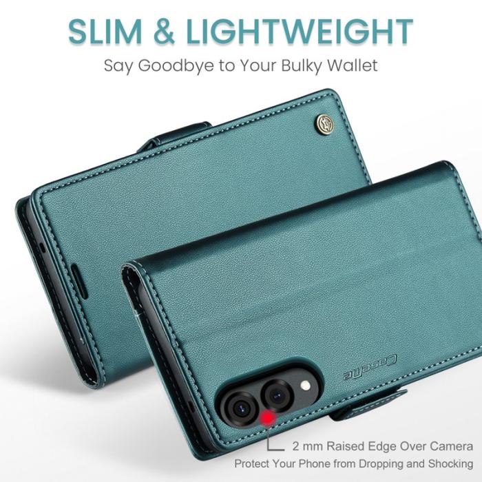Caseme - CASEME 023 Series Samsung Galaxy S25 Edge Konstläder Plånboksfodral Grön