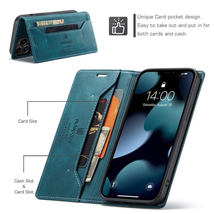 AUTSPACE - AUTSPACE A01 Mobilskal till iPhone 13 Pro KonstLäder - Blå