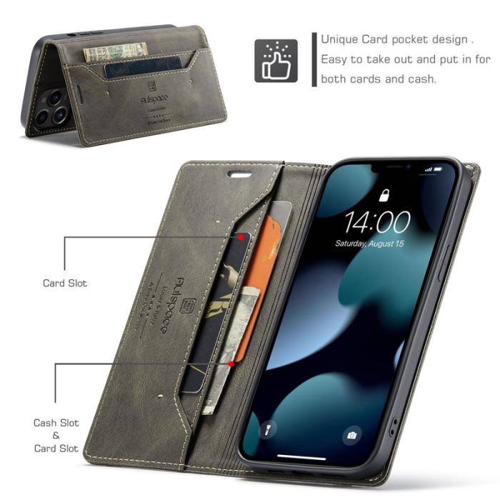 AUTSPACE - AUTSPACE A01 Mobilskal till iPhone 13 Pro KonstLäder - Brun
