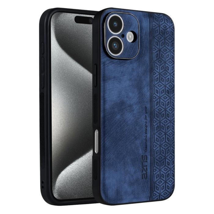 AZNS - AZNS iPhone 16 Plus Fodral Skyddande KonstLäder - Blå