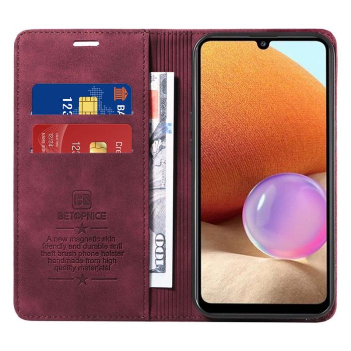 BETOPNICE - BETOPNICE 003 Plånboksfodral för Samsung Galaxy A32 5G - Konstläder - Röd