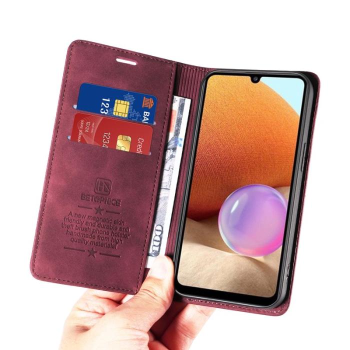 BETOPNICE - BETOPNICE 003 Plånboksfodral för Samsung Galaxy A32 5G - Konstläder - Röd