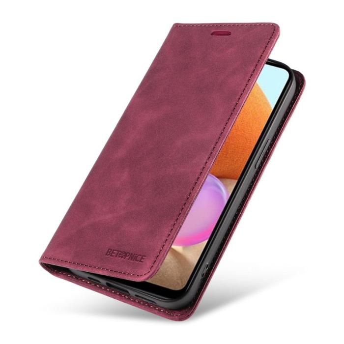 BETOPNICE - BETOPNICE 003 Plånboksfodral för Samsung Galaxy A32 5G - Konstläder - Röd