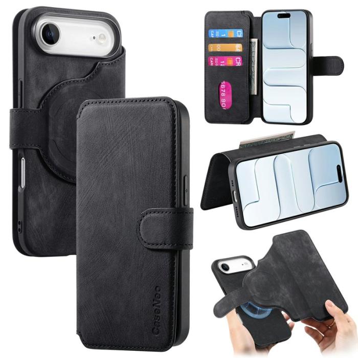 CASENEO - CASENEO MW-03 iPhone Air Plånboksfodral Konstläder + TPU - Svart