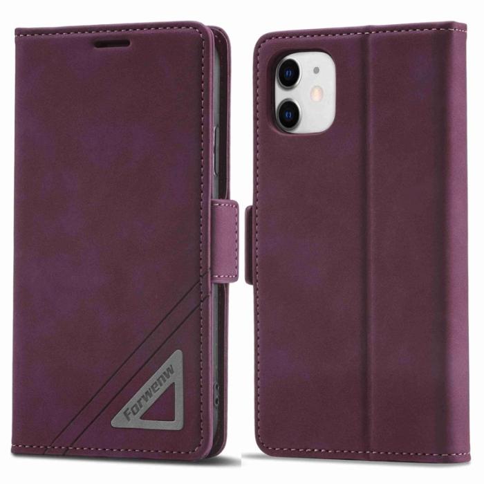 FORWENW - FORWENW F3-Series iPhone 11 Plånboksfodral Konstläder - Vinröd