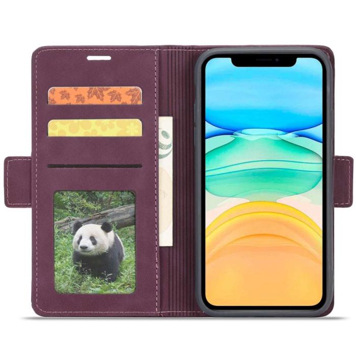 FORWENW - FORWENW F3-Series iPhone 11 Plånboksfodral Konstläder - Vinröd