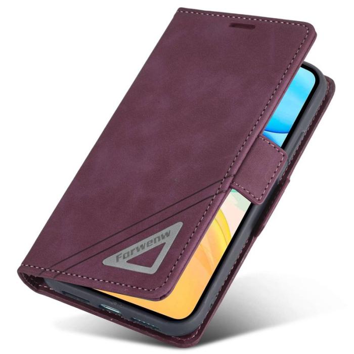 FORWENW - FORWENW F3-Series iPhone 11 Plånboksfodral Konstläder - Vinröd