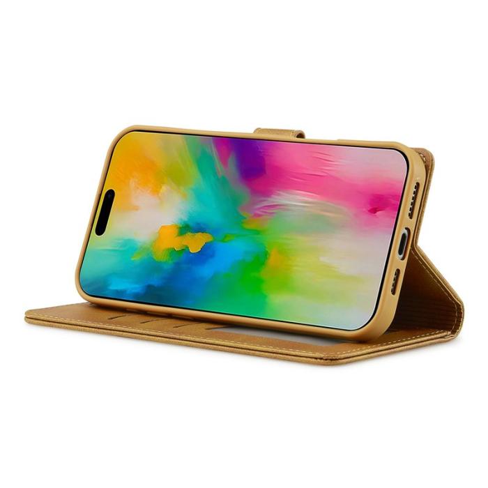 LC.imeeke - LC.IMEEKE iPhone 16 Pro Plånboksfodral Konstläder - Gul