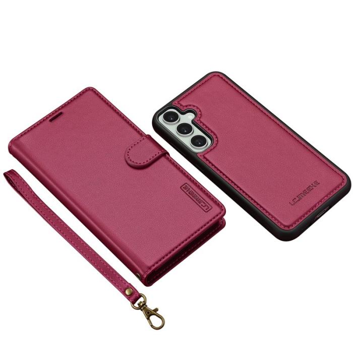 LC.imeeke - LC.IMEEKE L2 Series Samsung Galaxy A55 Plånboksfodral Konstläder - Röd