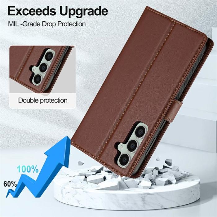 LC.imeeke - LC.IMEEKE L2 Series Samsung Galaxy A56 5G Plånboksfodral Konstläder - Brun