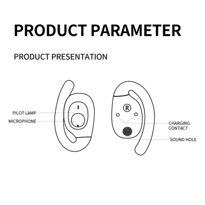 A-One Brand - Trådlösa Bluetooth-Hörlurar Open-Ear Hook Sports IPX5 Vattentäta ENC X5