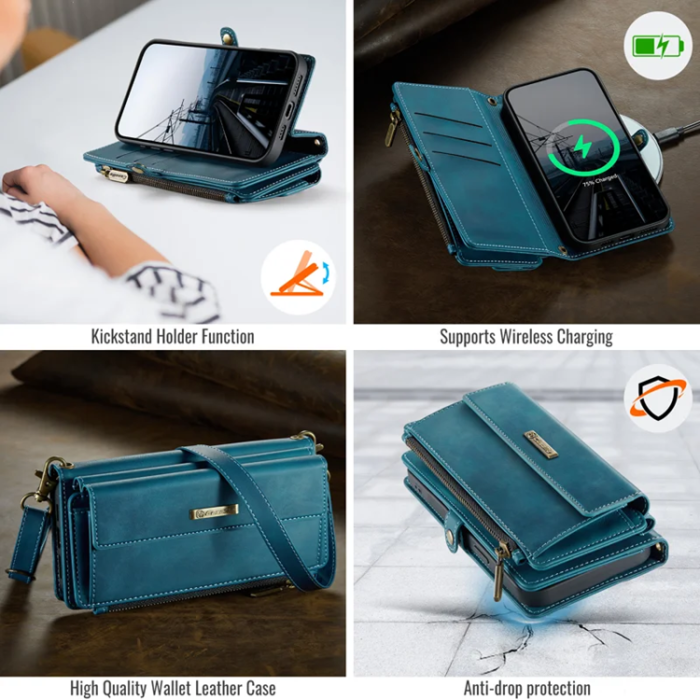 Caseme - Caseme iPhone 13 Plånboksfodral RFID Blocking Zipper - Grön