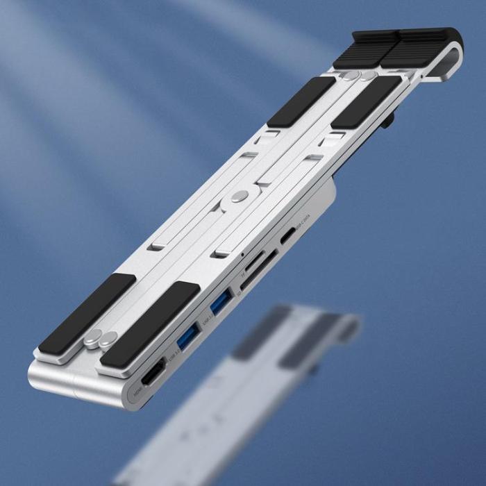 Choetech - Choetech 7in1 Multifunctional HUB USB-C Till Laptop Stativ - Svart