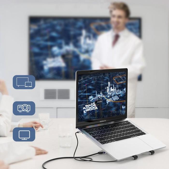 Choetech - Choetech 7in1 Multifunctional HUB USB-C Till Laptop Stativ - Svart
