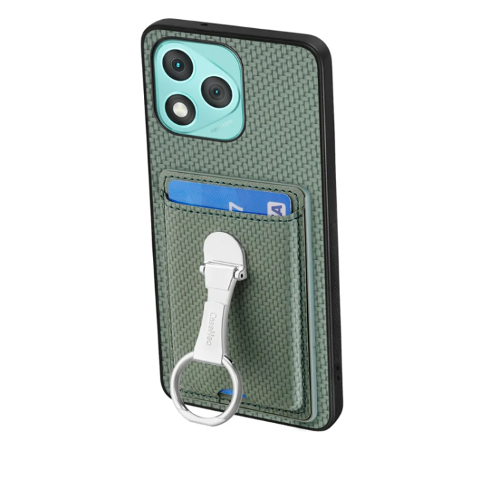 A-One Brand - Honor 400 Lite Mobilskal Korthållare Carbon Fiber - Grön