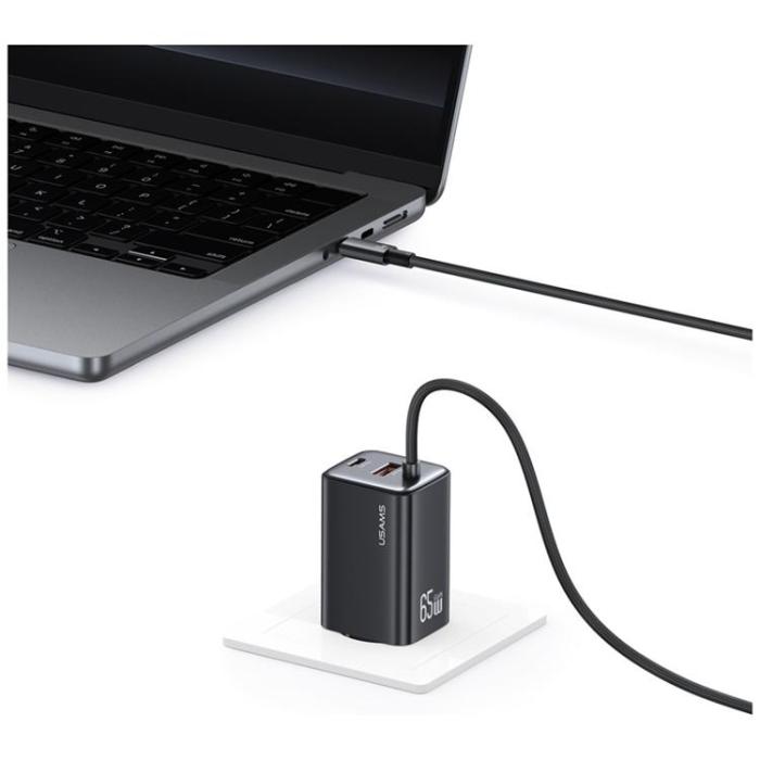 USAMS - USAMS Snabbladdare 65W 2xUSB-C 1xUSB-A GaN JC - Vit
