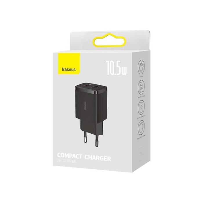 BASEUS - Baseus EU Compact Väggladdare USB 10.5W - Svart