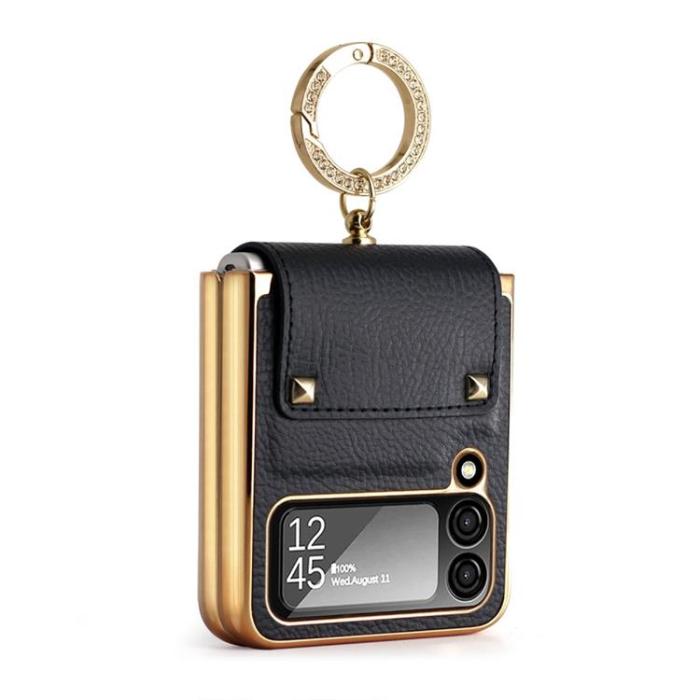 A-One Brand - Galaxy Z Flip 4 Skal Ringhållare Läder - Svart