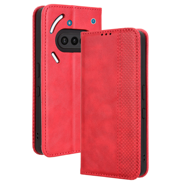 A-One Brand - Nothing Phone (3a) Plånboksfodral Retro Kickstand - Röd