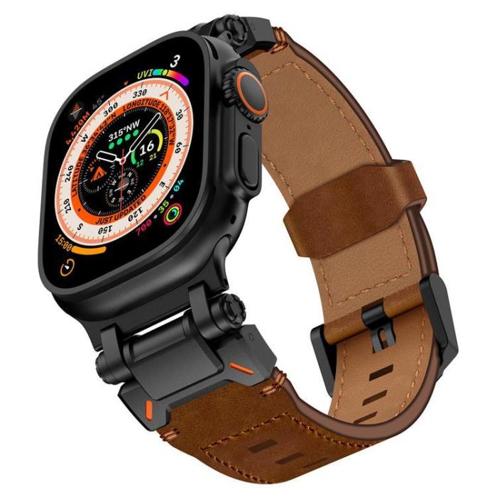 Boom of Sweden - Apple Watch Ultra (49mm) Armband Svart Äkta Läder - Brun