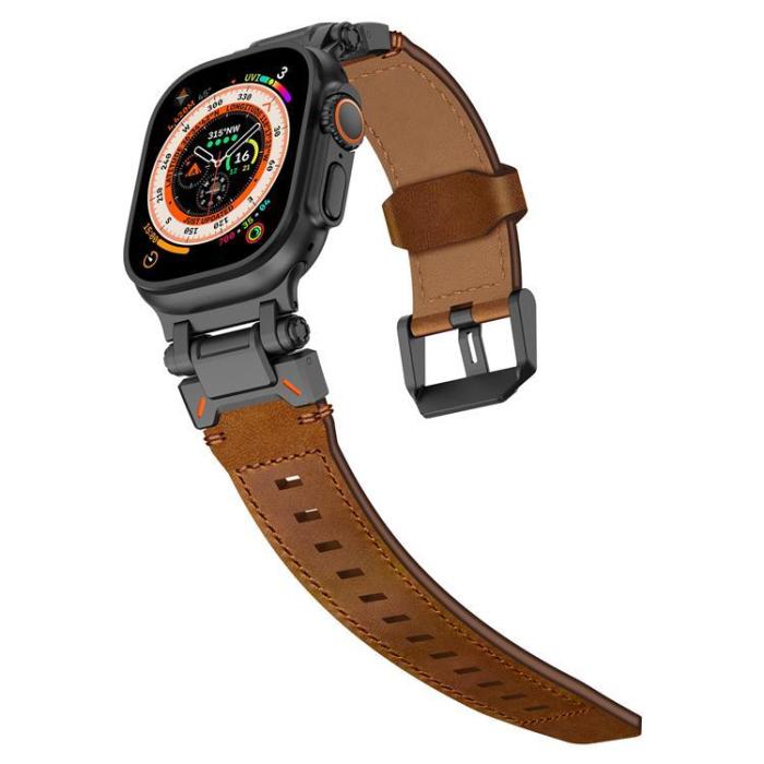 Boom of Sweden - Apple Watch Ultra (49mm) Armband Svart Äkta Läder - Brun