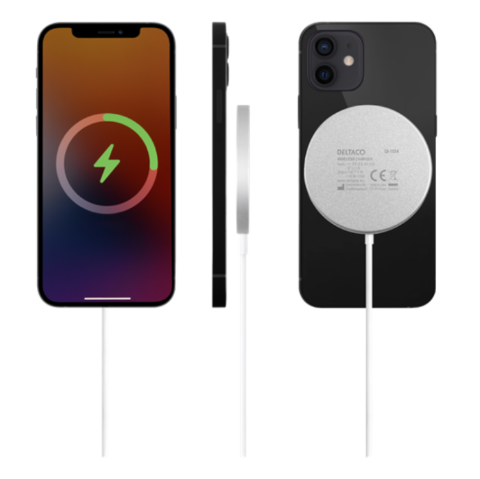 UTGATT1 - Deltaco Qi Trådlös Laddare USB-C Kabel 1 m - Vit