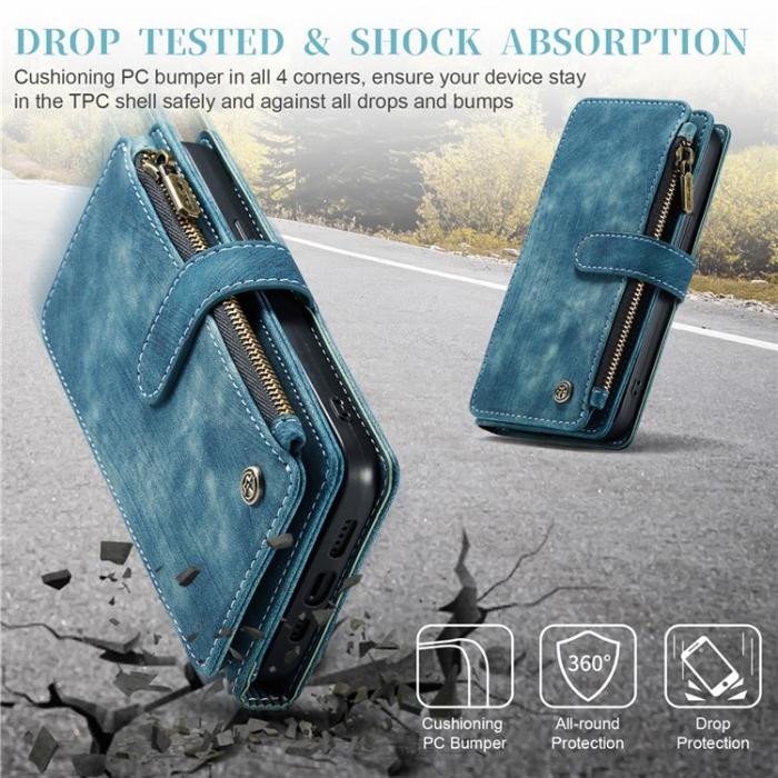 Caseme - CASEME iPhone 15 Pro Plånboksfodral C30 Zipper - Blå