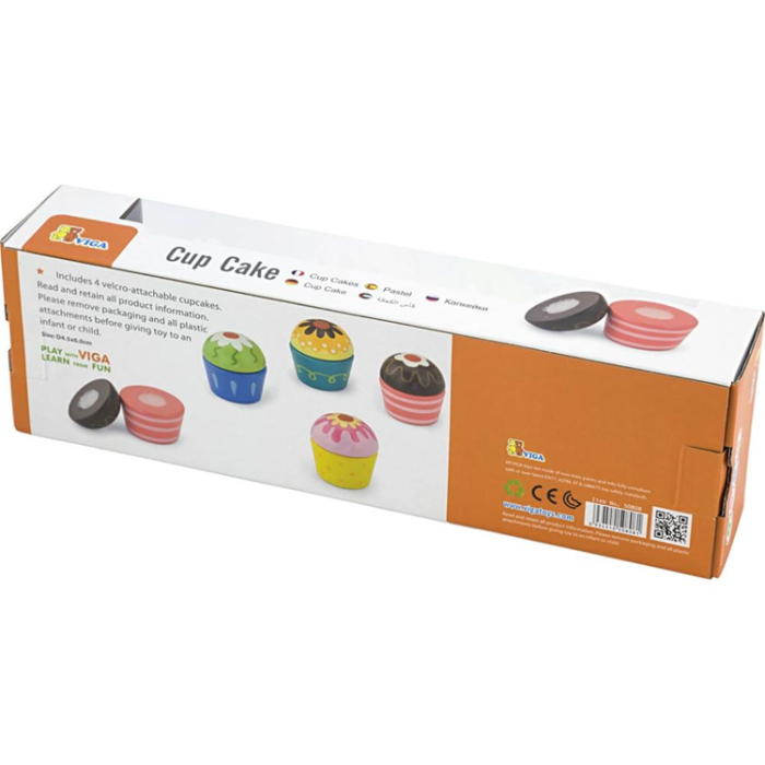 A-One Brand - VIGA cupcakes i trä, 4 delar