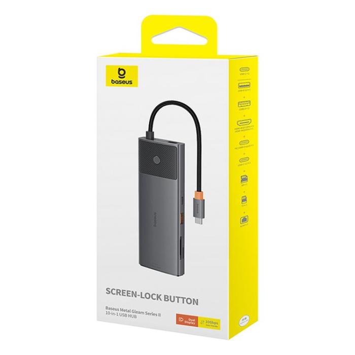 BASEUS - Baseus HUB 10in1 Metal Gleam Series - Svart