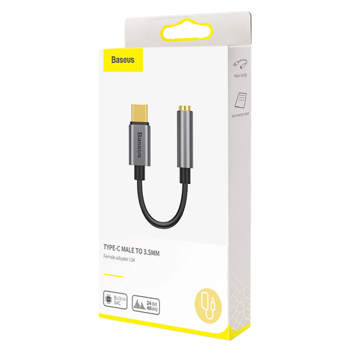 BASEUS - Baseus USB-C Hörlurar Adapter DAC minijack 3,5 mm - Grå