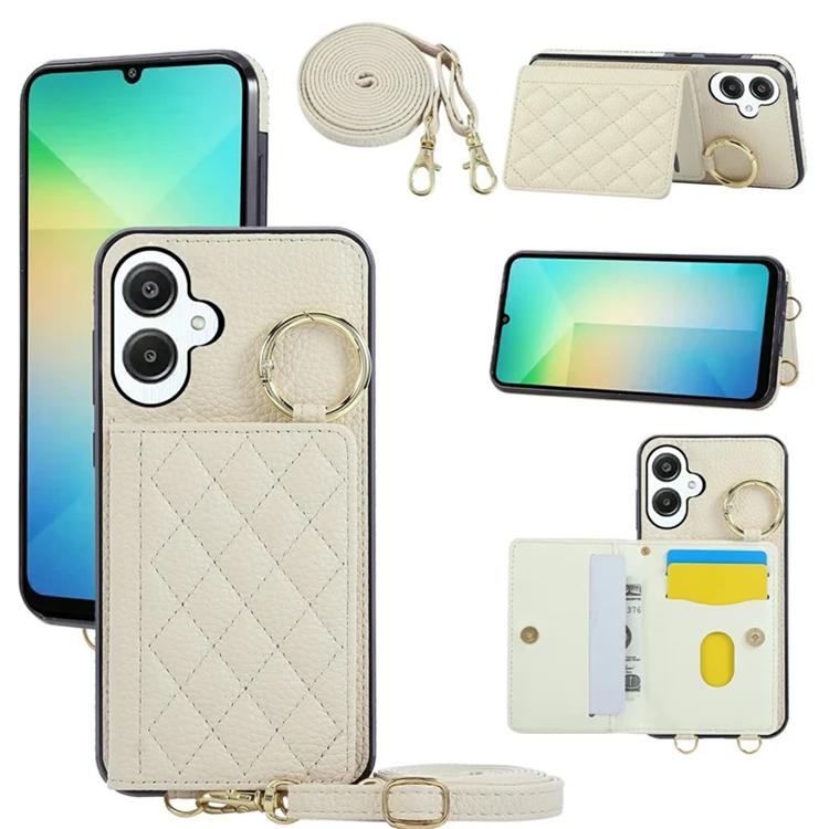 Galaxy A06 4G / 5G Mobilskal Korthållare Kickstand Rhombus - Beige | 2353 | AlltMobil