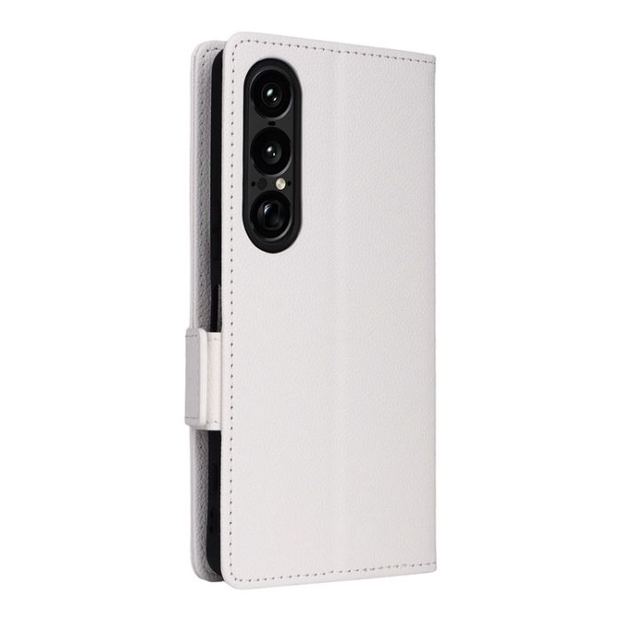 A-One Brand - Sony Xperia 1 VII Plånboksfodral Litchi Texture Med Rem - Vit